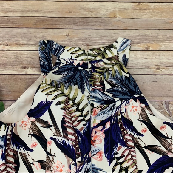 Boston Proper cream and blue tropical floral dress - Picture 9 of 10